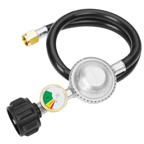 CALPOSE 6 Feet Propane Hose with Regulator & Gauge, Universal Gas Grill