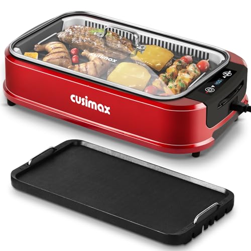 CUSIMAX Smokeless Indoor Grill, Electric Grill Griddle, 1500W Korean