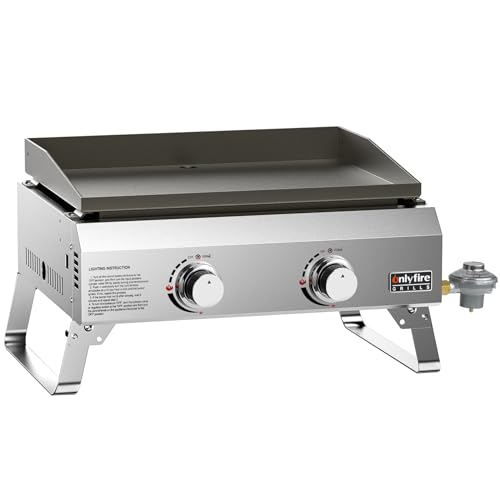 Onlyfire Flat Top Gas Griddle, 2Burner Tabletop Propane Gas Grill