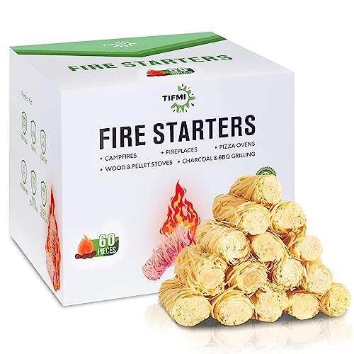 TIFMI Fire Starter 60 Pcs Fire Starters for Campfires, Fireplace