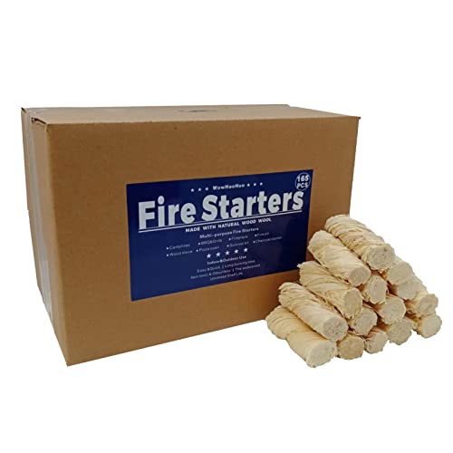 WowHaoHuo 165Pcs Fire Starters for Fireplace, Campfire, BBQ, Grill